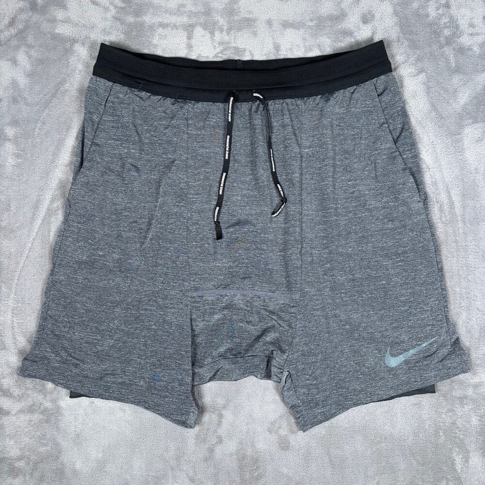 Nike Running Division 2-in-1 Lined Shorts Gray Size M
